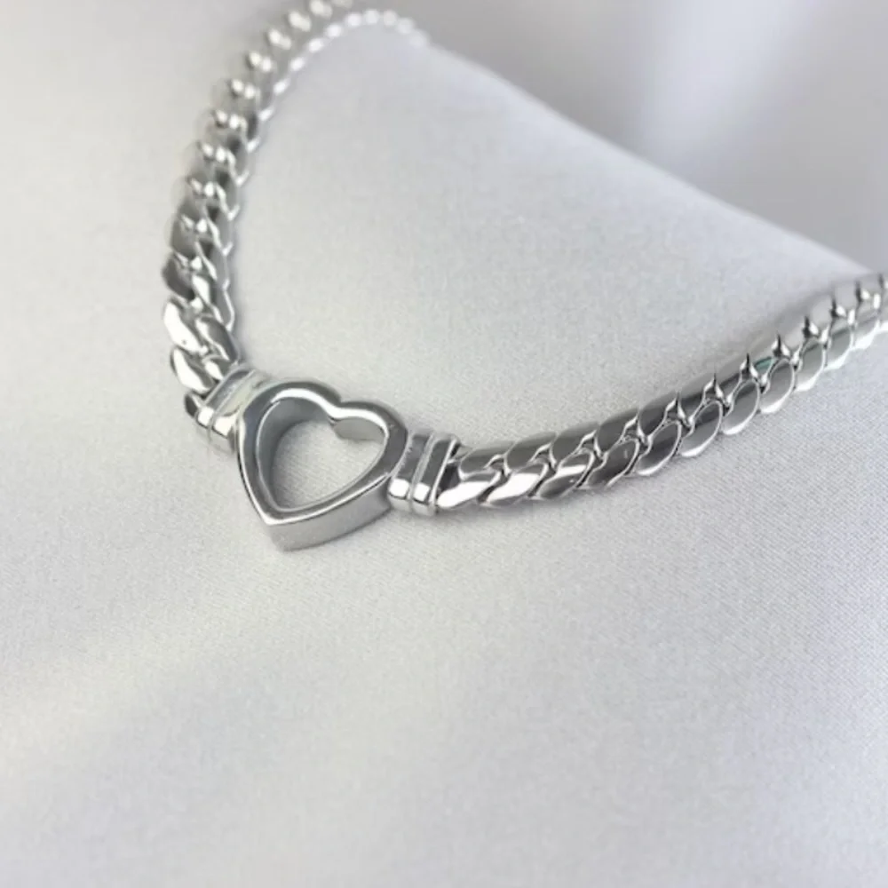 Waterproof heart snake white gold plated necklace - Picture 4 of 5
